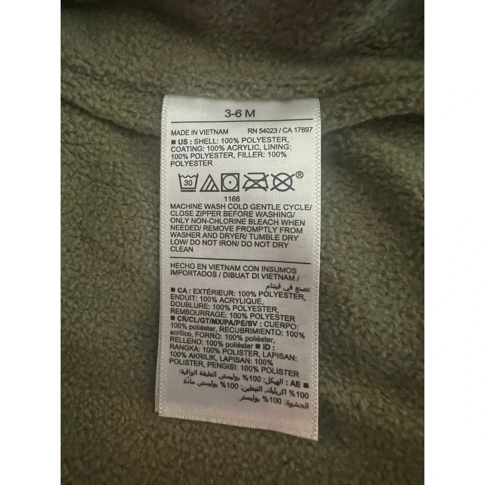 Old Navy Baby Puffer Jacket Green Water Resistant 3-6M NEW (0966)